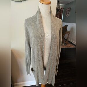 Abercrombie & Fitch Women's Size Medium Gray Knit Longline Open Cardigan Pockets